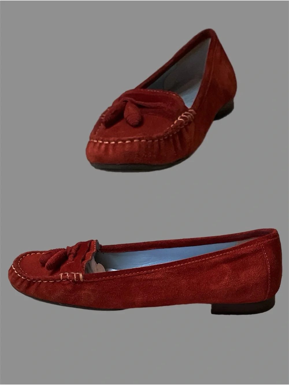 Talbots Francesca Orange Suede Tassel Driving Moccasins Loafers Size 8